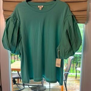 a.n.a New 3x Green Puff Sleeve Blouse